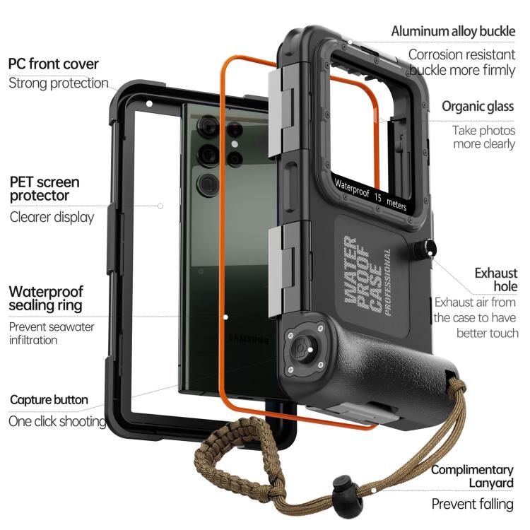 RedPepper 4th Generation Diving Protective Case, Waterproof depth: 15m(Black) - Waterproof Bag by RedPepper | Online Shopping South Africa | PMc TechLife | Buy Now Pay Later Mobicred