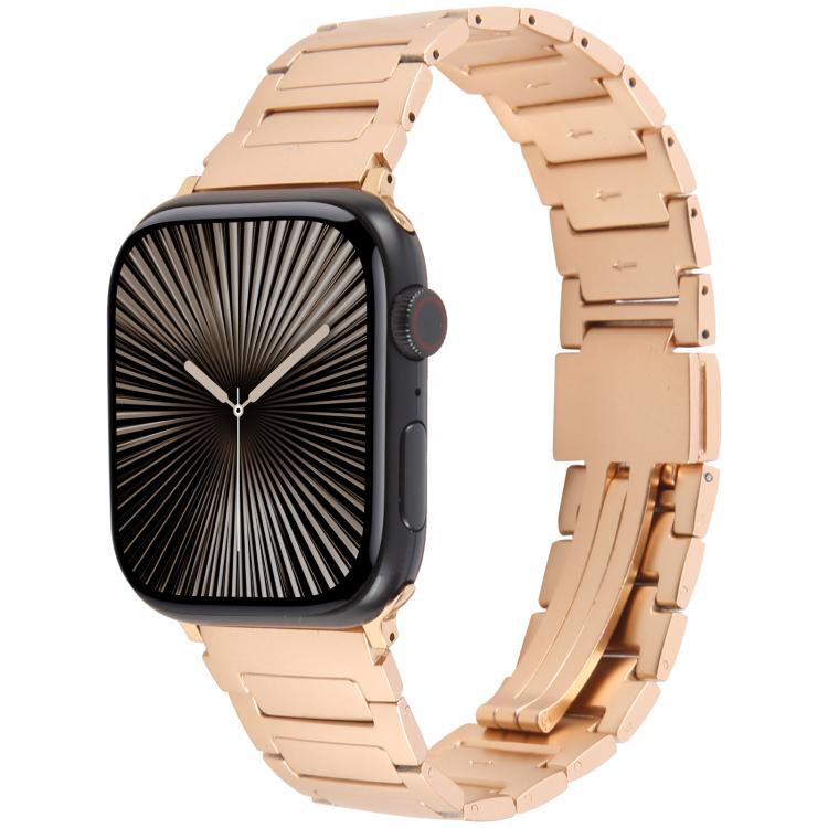For Apple Watch 46mm / 49mm / 45mm / 44mm I-Shaped Folding Magnetic Buckle Metal Watch Band(Rose Gold) - free shipping - PMc TechLife - Order now!