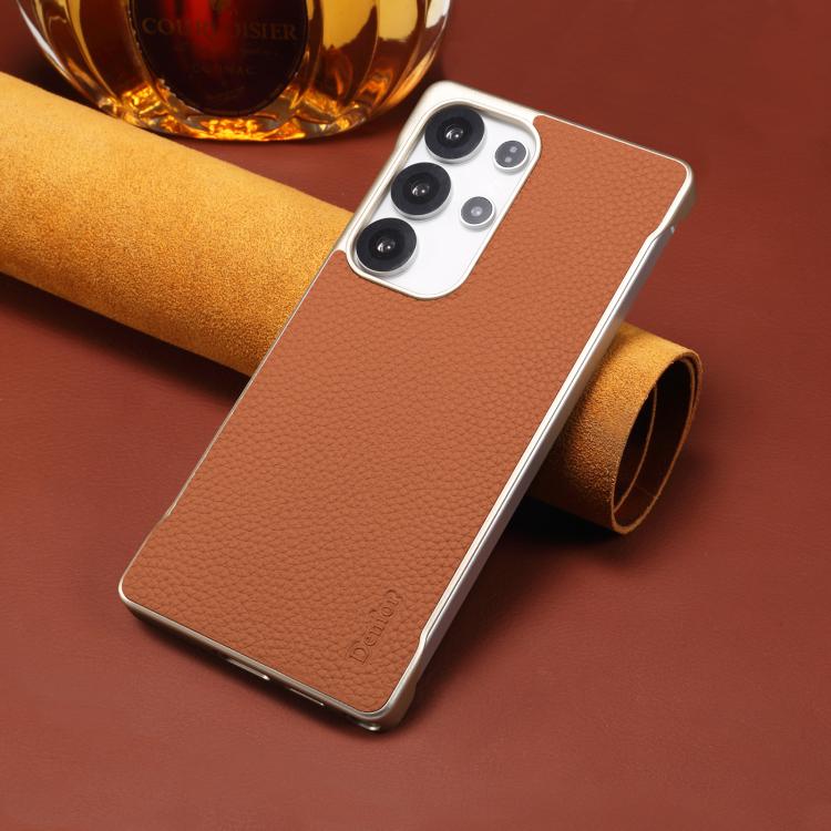 For Samsung Galaxy S25 5G Denior A20 Genuine Leather Litchi Texture MagSafe Frameless Phone Case(Brown) - free shipping - PMc TechLife - Order now!