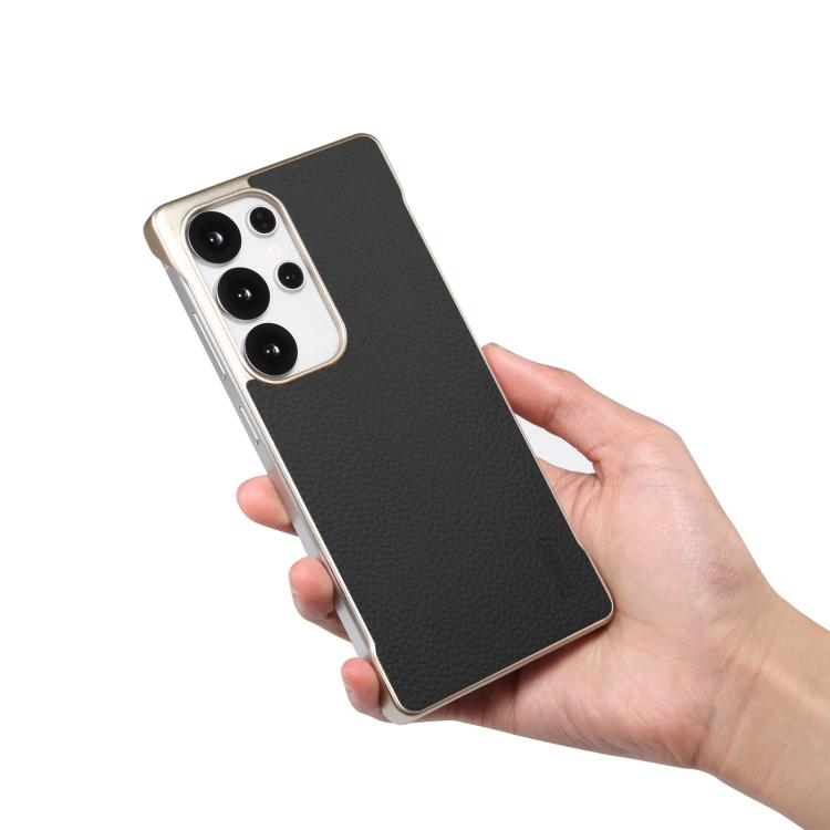For Samsung Galaxy S25+ 5G Denior A20 Genuine Leather Litchi Texture MagSafe Frameless Phone Case(Black) - free shipping - PMc TechLife - Order now!