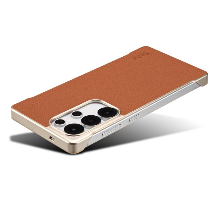 For Samsung Galaxy S25+ 5G Denior A20 Genuine Leather Litchi Texture MagSafe Frameless Phone Case(Brown) - free shipping - PMc TechLife - Order now!