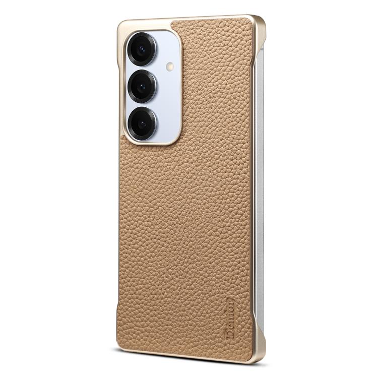 For Samsung Galaxy S25+ 5G Denior A20 Genuine Leather Litchi Texture MagSafe Frameless Phone Case(Khaki) - free shipping - PMc TechLife - Order now!