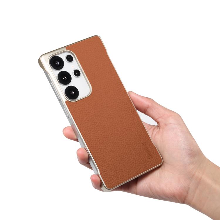For Samsung Galaxy S25 Ultra 5G Denior A20 Genuine Leather Litchi Texture MagSafe Frameless Phone Case(Brown) - free shipping - PMc TechLife - Order now!