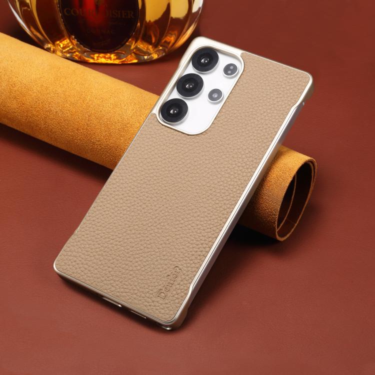 For Samsung Galaxy S25 Ultra 5G Denior A20 Genuine Leather Litchi Texture MagSafe Frameless Phone Case(Khaki) - free shipping - PMc TechLife - Order now!