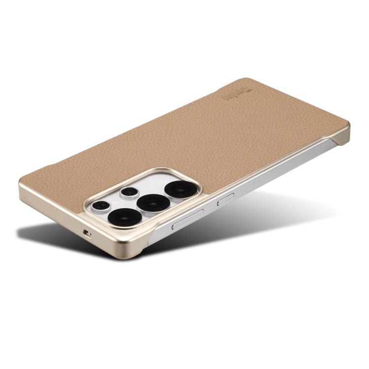 For Samsung Galaxy S25 Ultra 5G Denior A20 Genuine Leather Litchi Texture MagSafe Frameless Phone Case(Khaki) - free shipping - PMc TechLife - Order now!