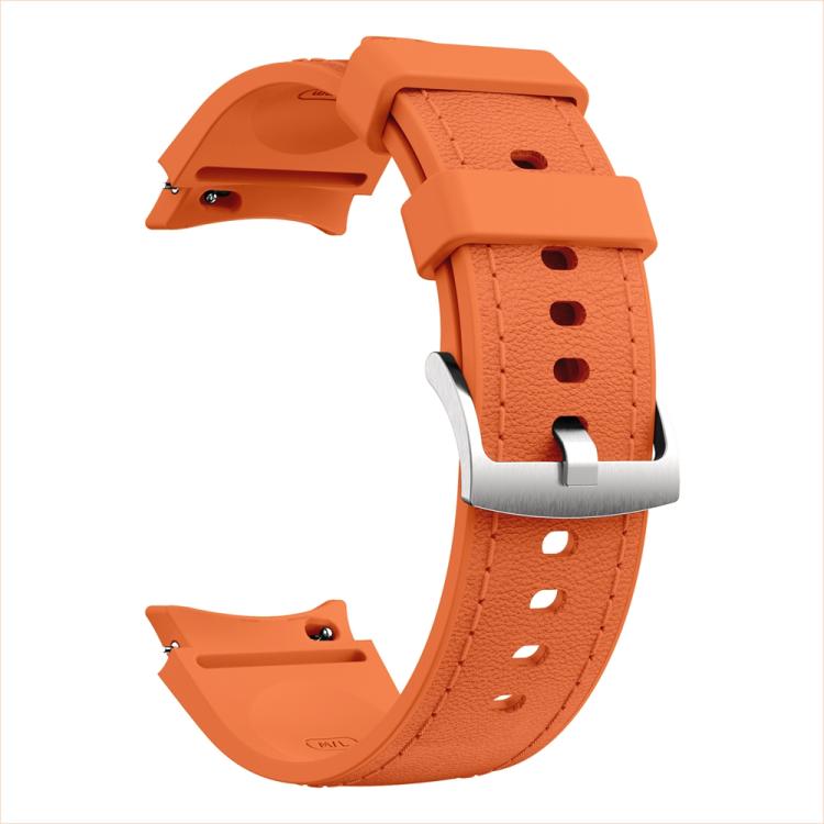 For Samsung Galaxy Watch 7 / 6 / 5 / 4 Silver Pin Buckle Leather Silicone Watch Band(Orange) - free shipping - PMC TechLife - Order now!
