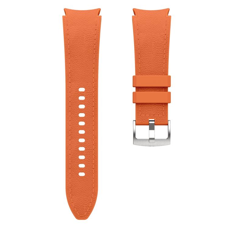 For Samsung Galaxy Watch 7 / 6 / 5 / 4 Silver Pin Buckle Leather Silicone Watch Band(Orange) - free shipping - PMC TechLife - Order now!