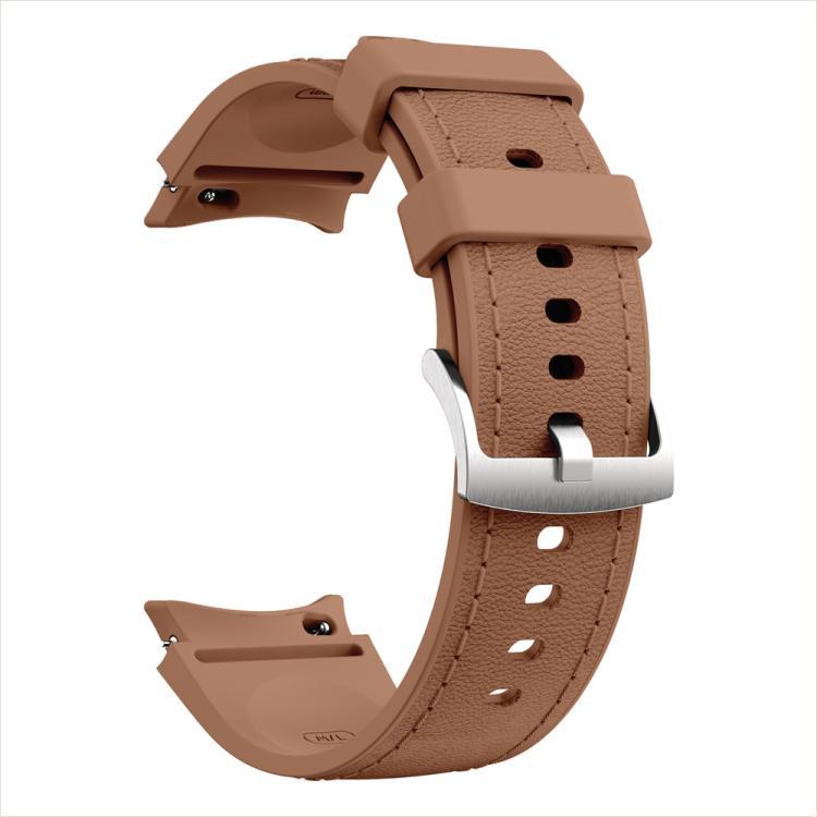 For Samsung Galaxy Watch 7 / 6 / 5 / 4 Silver Pin Buckle Leather Silicone Watch Band(Dark Brown) - free shipping - PMC TechLife - Order now!