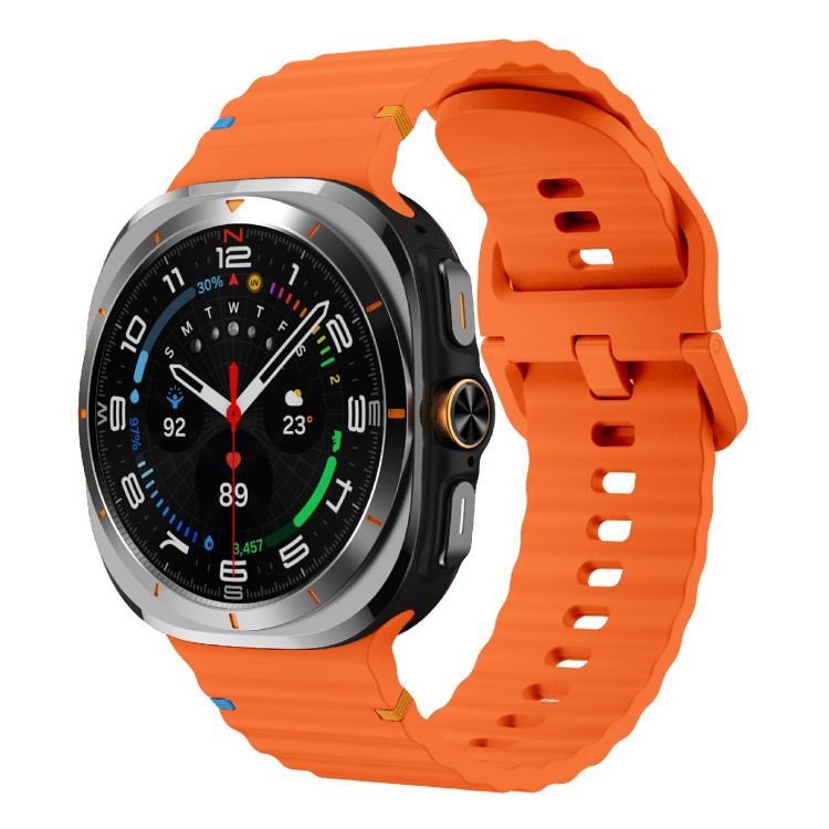 For Samsung Galaxy Watch Ultra 47mm / Ultra 2025 Kalebol Wave-stitched Silicone Strap(Orange) - free shipping - PMC TechLife - Order now!
