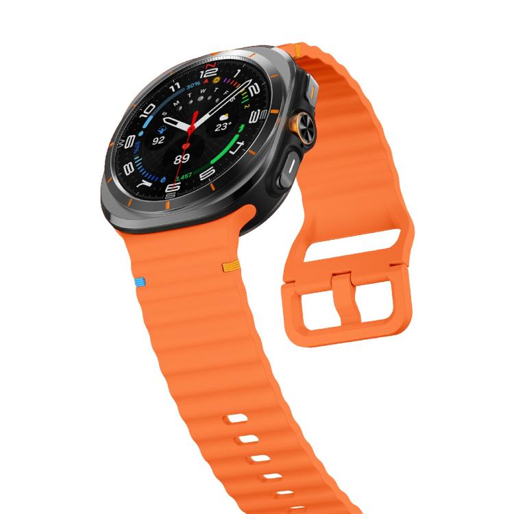 For Samsung Galaxy Watch Ultra 47mm / Ultra 2025 Kalebol Wave-stitched Silicone Strap(Orange) - free shipping - PMC TechLife - Order now!