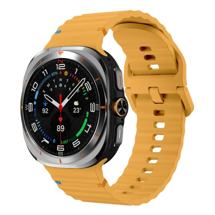 For Samsung Galaxy Watch Ultra 47mm / Ultra 2025 Kalebol Wave-stitched Silicone Strap(Yellow) - free shipping - PMC TechLife - Order now!