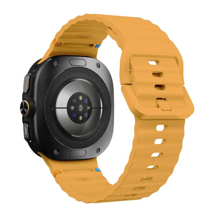 For Samsung Galaxy Watch Ultra 47mm / Ultra 2025 Kalebol Wave-stitched Silicone Strap(Yellow) - free shipping - PMC TechLife - Order now!