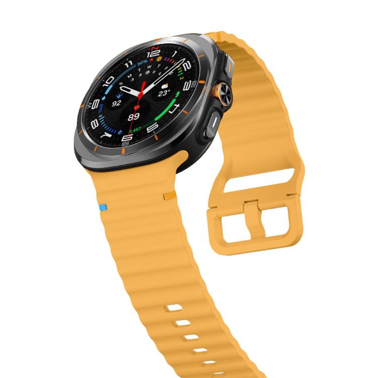 For Samsung Galaxy Watch Ultra 47mm / Ultra 2025 Kalebol Wave-stitched Silicone Strap(Yellow) - free shipping - PMC TechLife - Order now!