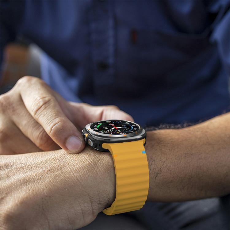 For Samsung Galaxy Watch Ultra 47mm / Ultra 2025 Kalebol Wave-stitched Silicone Strap(Yellow) - free shipping - PMC TechLife - Order now!