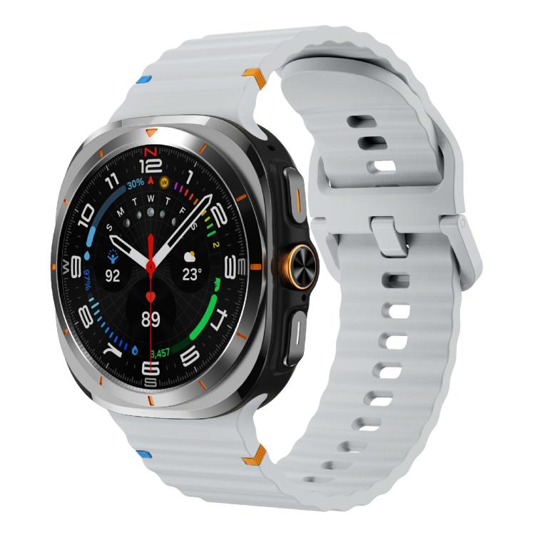 For Samsung Galaxy Watch Ultra 47mm / Ultra 2025 Kalebol Wave-stitched Silicone Strap(Light Grey) - free shipping - PMC TechLife - Order now!