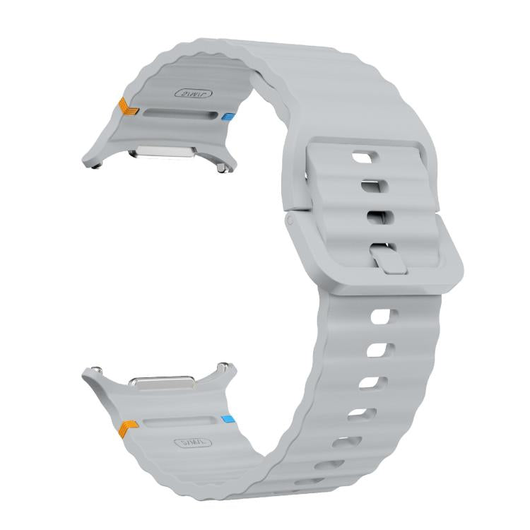For Samsung Galaxy Watch Ultra 47mm / Ultra 2025 Kalebol Wave-stitched Silicone Strap(Light Grey) - free shipping - PMC TechLife - Order now!