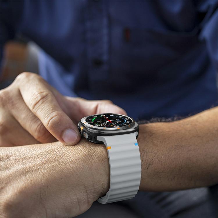 For Samsung Galaxy Watch Ultra 47mm / Ultra 2025 Kalebol Wave-stitched Silicone Strap(Light Grey) - free shipping - PMC TechLife - Order now!