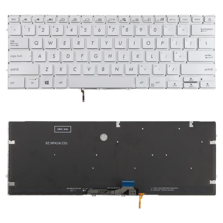 US Version Backlit Laptop Keyboard for Asus UX431 X431 V431 K431 S431 X431FAC UX431U UX431F U4500F(Silver) - Replacement Keyboards by PMc TechLife | Online Shopping South Africa | PMc TechLife | Buy Now Pay Later Mobicred
