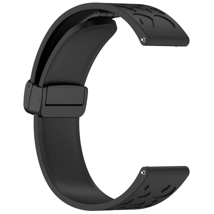 18mm Kalebol Universal Leopard Print Magnetic Folding Buckle Silicone Strap(Black) - 22mm Bands by Kalebol | Online Shopping South Africa | PMc TechLife | Buy Now Pay Later Mobicred