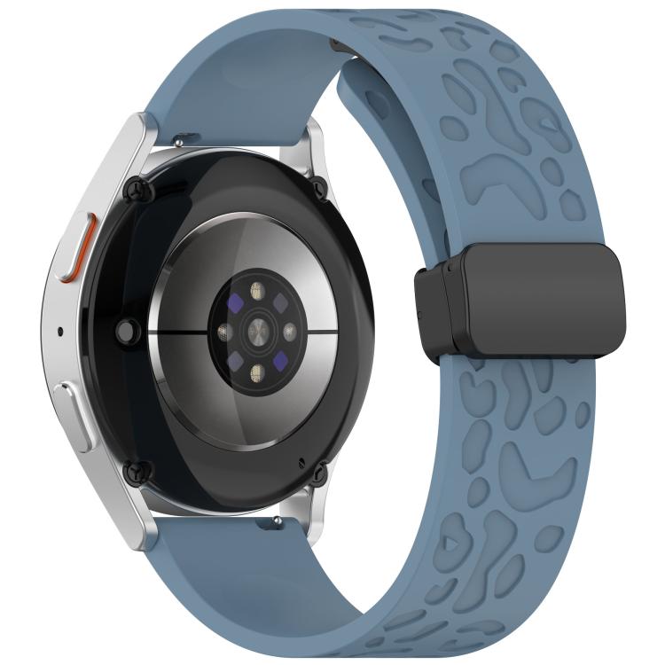 18mm Kalebol Universal Leopard Print Magnetic Folding Buckle Silicone Strap(Slate Blue) - 22mm Bands by Kalebol | Online Shopping South Africa | PMc TechLife | Buy Now Pay Later Mobicred