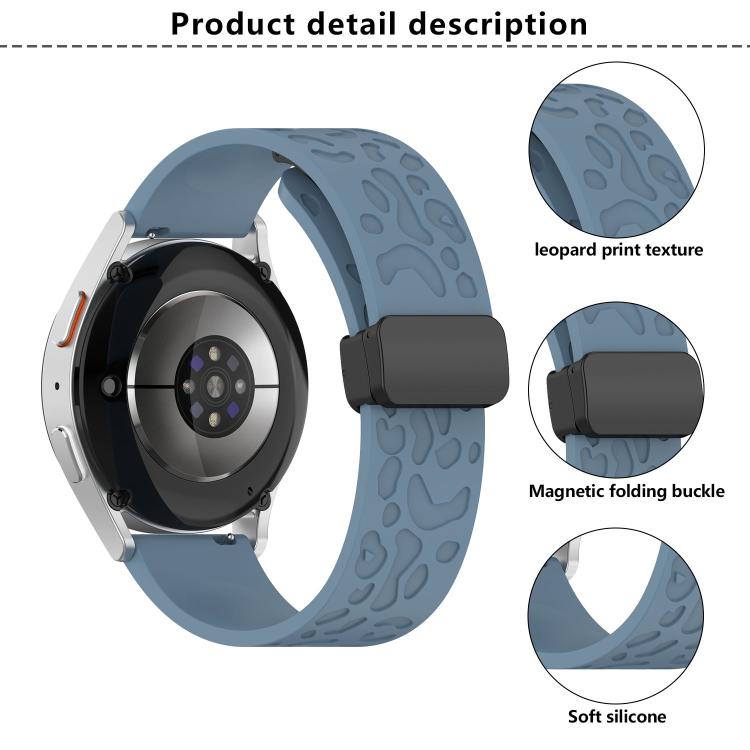 20mm Kalebol Universal Leopard Print Magnetic Folding Buckle Silicone Strap(Teal Blue) - free shipping - PMc TechLife - Order now!