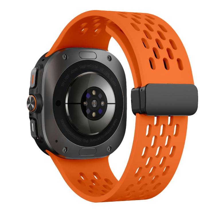 For Samsung Galaxy Watch Ultra 47mm / Ultra 2025 Kalebol Mesh Magnetic Silicone Watch Strap(Orange) - free shipping - PMC TechLife - Order now!