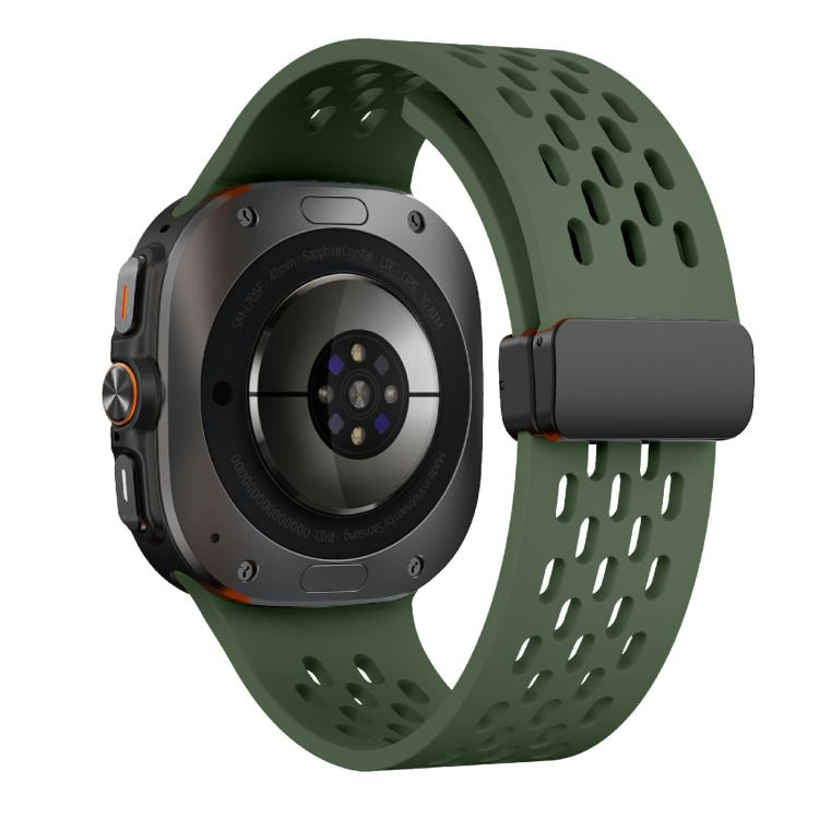 For Samsung Galaxy Watch Ultra 47mm / Ultra 2025 Kalebol Mesh Magnetic Silicone Watch Strap(Field Green) - free shipping - PMC TechLife - Order now!