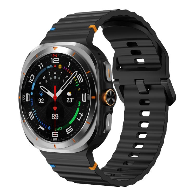 For Samsung Galaxy Watch Ultra 47mm / Ultra 2025 Kalebol Wave Stitching Silicone Strap(Black) - free shipping - PMC TechLife - Order now!