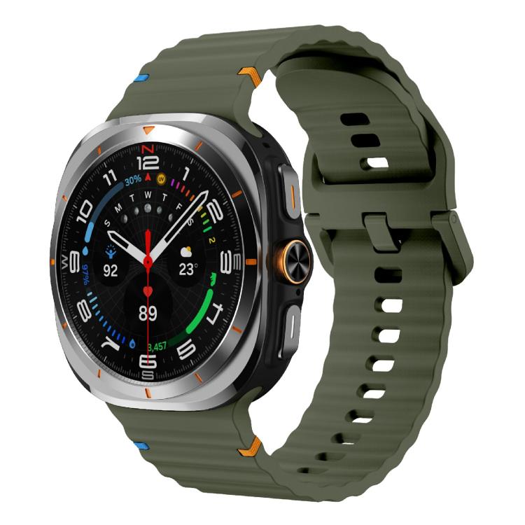 For Samsung Galaxy Watch Ultra 47mm / Ultra 2025 Kalebol Wave Stitching Silicone Strap(Army Green) - free shipping - PMC TechLife - Order now!