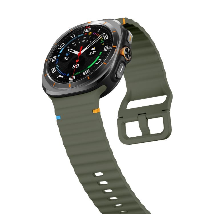For Samsung Galaxy Watch Ultra 47mm / Ultra 2025 Kalebol Wave Stitching Silicone Strap(Army Green) - free shipping - PMC TechLife - Order now!