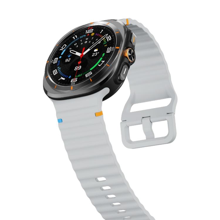 For Samsung Galaxy Watch Ultra 47mm / Ultra 2025 Kalebol Wave Stitching Silicone Strap(Light Grey) - free shipping - PMC TechLife - Order now!