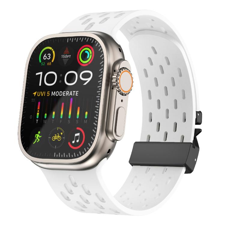 For Apple Watch 46mm / 49mm / 45mm / 44mm Kalebol Mesh Umbrella Buckle Silicone Watch Strap(White) - free shipping - PMC TechLife - Order now!