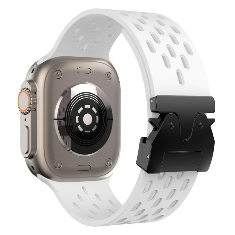 For Apple Watch 46mm / 49mm / 45mm / 44mm Kalebol Mesh Umbrella Buckle Silicone Watch Strap(White) - free shipping - PMC TechLife - Order now!