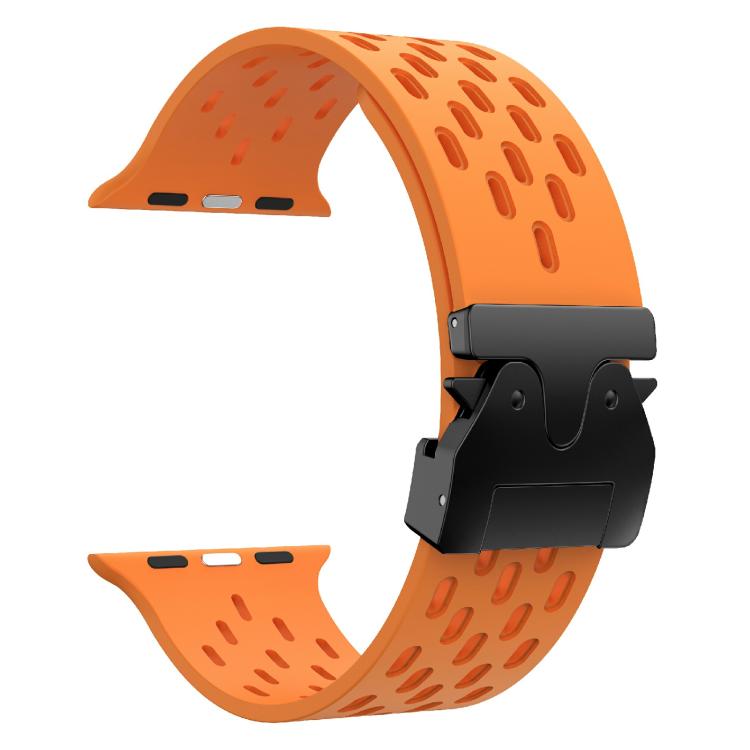 For Apple Watch 46mm / 49mm / 45mm / 44mm Kalebol Mesh Umbrella Buckle Silicone Watch Strap(Orange) - free shipping - PMC TechLife - Order now!