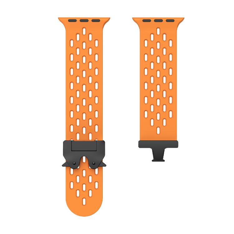 For Apple Watch 46mm / 49mm / 45mm / 44mm Kalebol Mesh Umbrella Buckle Silicone Watch Strap(Orange) - free shipping - PMC TechLife - Order now!