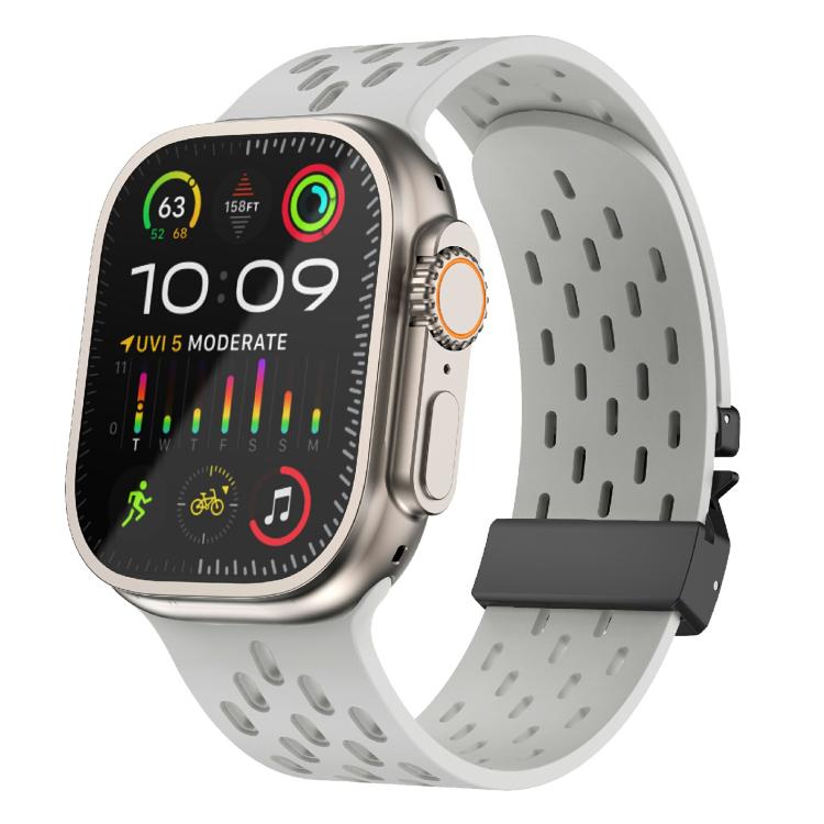 For Apple Watch 46mm / 49mm / 45mm / 44mm Kalebol Mesh Umbrella Buckle Silicone Watch Strap(Grey) - Watch Bands by Kalebol | Online Shopping South Africa | PMC TechLife | Buy Now Pay Later Mobicred