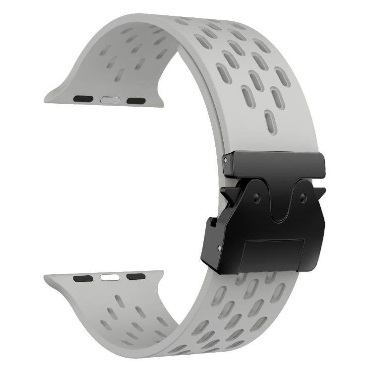 For Apple Watch 46mm / 49mm / 45mm / 44mm Kalebol Mesh Umbrella Buckle Silicone Watch Strap(Grey) - Watch Bands by Kalebol | Online Shopping South Africa | PMC TechLife | Buy Now Pay Later Mobicred