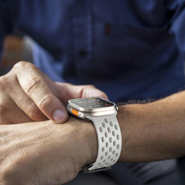 For Apple Watch 46mm / 49mm / 45mm / 44mm Kalebol Mesh Umbrella Buckle Silicone Watch Strap(Grey) - Watch Bands by Kalebol | Online Shopping South Africa | PMC TechLife | Buy Now Pay Later Mobicred