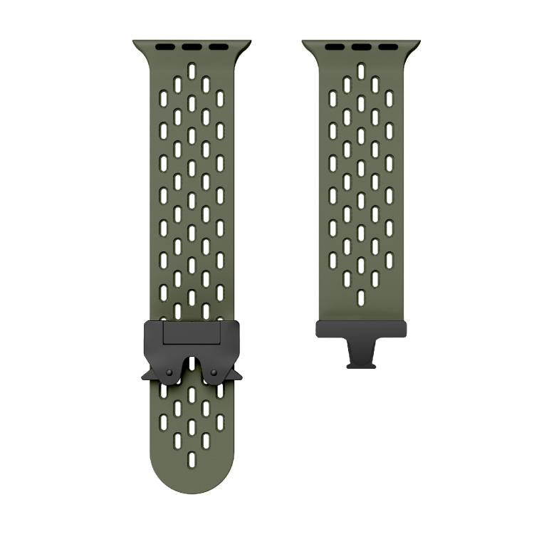 For Apple Watch 46mm / 49mm / 45mm / 44mm Kalebol Mesh Umbrella Buckle Silicone Watch Strap(Army Green) - Watch Bands by Kalebol | Online Shopping South Africa | PMC TechLife | Buy Now Pay Later Mobicred