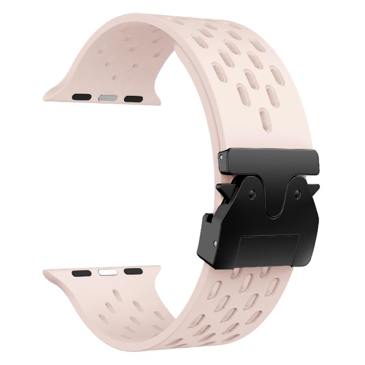 For Apple Watch 46mm / 49mm / 45mm / 44mm Kalebol Mesh Umbrella Buckle Silicone Watch Strap(Sand Pink) - Watch Bands by Kalebol | Online Shopping South Africa | PMC TechLife | Buy Now Pay Later Mobicred