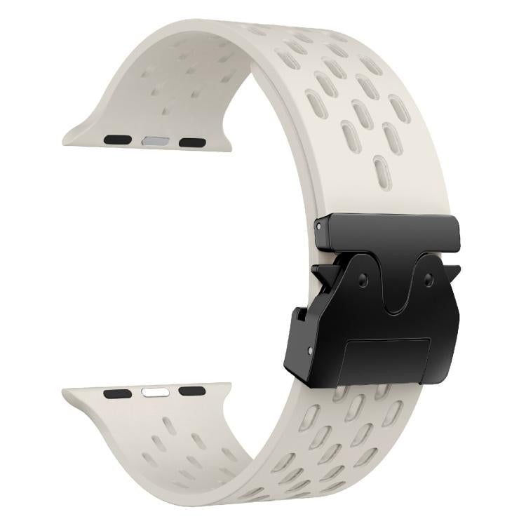 For Apple Watch 46mm / 49mm / 45mm / 44mm Kalebol Mesh Umbrella Buckle Silicone Watch Strap(Starlight) - free shipping - PMC TechLife - Order now!