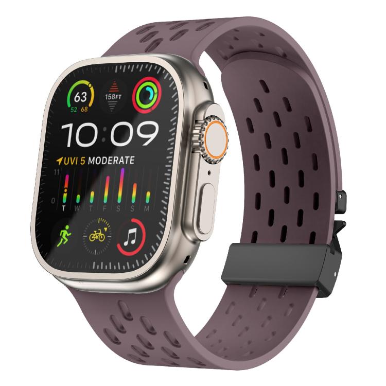 For Apple Watch 46mm / 49mm / 45mm / 44mm Kalebol Mesh Umbrella Buckle Silicone Watch Strap(Smoky Purple) - free shipping - PMC TechLife - Order now!