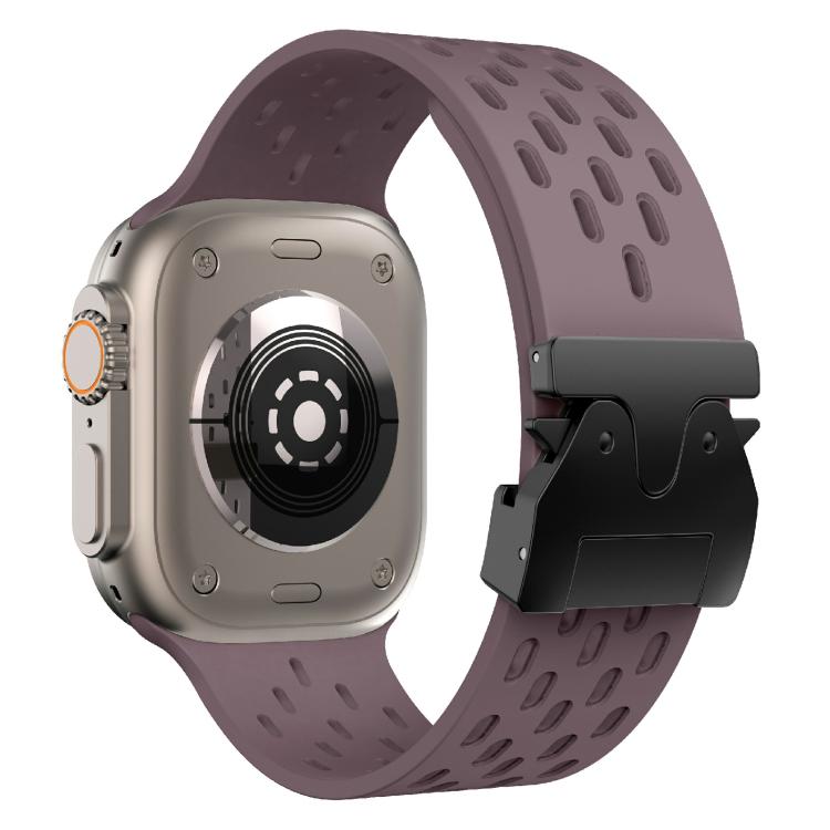 For Apple Watch 46mm / 49mm / 45mm / 44mm Kalebol Mesh Umbrella Buckle Silicone Watch Strap(Smoky Purple) - free shipping - PMC TechLife - Order now!