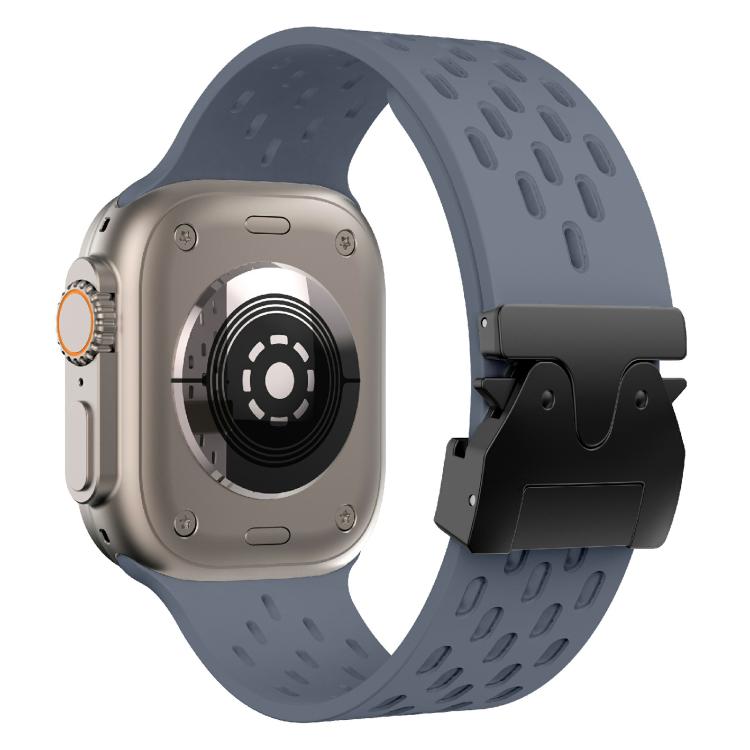 For Apple Watch 42mm / 41mm / 40mm / 38mm Kalebol Mesh Umbrella Buckle Silicone Watch Strap(Blue Grey) - Watch Bands by Kalebol | Online Shopping South Africa | PMC TechLife | Buy Now Pay Later Mobicred
