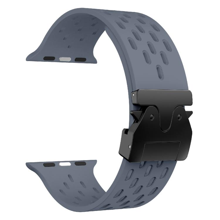 For Apple Watch 42mm / 41mm / 40mm / 38mm Kalebol Mesh Umbrella Buckle Silicone Watch Strap(Blue Grey) - Watch Bands by Kalebol | Online Shopping South Africa | PMC TechLife | Buy Now Pay Later Mobicred