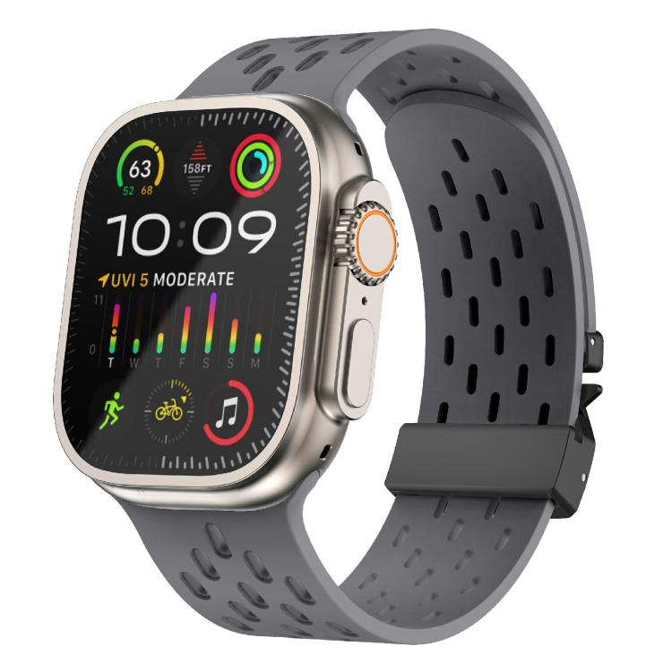 For Apple Watch 42mm / 41mm / 40mm / 38mm Kalebol Mesh Umbrella Buckle Silicone Watch Strap(Space Grey) - Watch Bands by Kalebol | Online Shopping South Africa | PMC TechLife | Buy Now Pay Later Mobicred