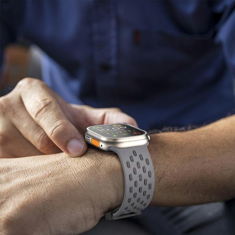 For Apple Watch 42mm / 41mm / 40mm / 38mm Kalebol Mesh Umbrella Buckle Silicone Watch Strap(Space Grey) - Watch Bands by Kalebol | Online Shopping South Africa | PMC TechLife | Buy Now Pay Later Mobicred