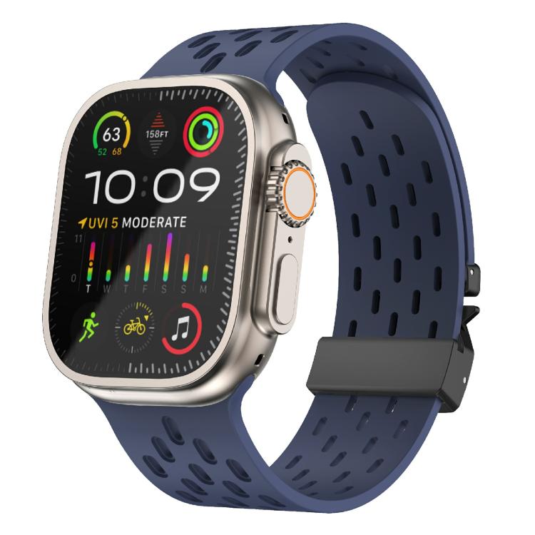 For Apple Watch 42mm / 41mm / 40mm / 38mm Kalebol Mesh Umbrella Buckle Silicone Watch Strap(Midnight Blue) - Watch Bands by Kalebol | Online Shopping South Africa | PMC TechLife | Buy Now Pay Later Mobicred
