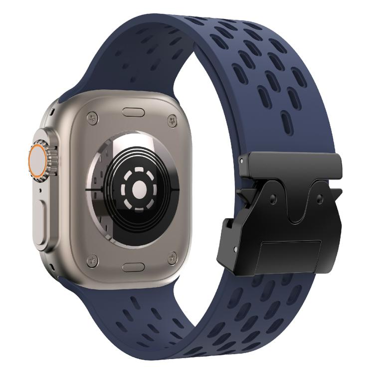 For Apple Watch 42mm / 41mm / 40mm / 38mm Kalebol Mesh Umbrella Buckle Silicone Watch Strap(Midnight Blue) - Watch Bands by Kalebol | Online Shopping South Africa | PMC TechLife | Buy Now Pay Later Mobicred