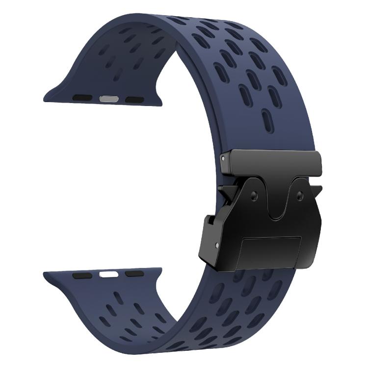 For Apple Watch 42mm / 41mm / 40mm / 38mm Kalebol Mesh Umbrella Buckle Silicone Watch Strap(Midnight Blue) - Watch Bands by Kalebol | Online Shopping South Africa | PMC TechLife | Buy Now Pay Later Mobicred